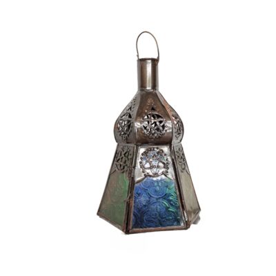linterna, farol, farolillos, farolito, vela, candelabro multicolor, portavela, oriental de cristal, Exterior e Interior, marroquí, arabe, hierro forjado, artesanal, hecho a mano, étnico