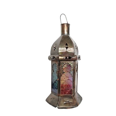 linterna, farol, farolillos, farolito, vela, candelabro multicolor, portavela, oriental de cristal, Exterior e Interior, marroquí, arabe, hierro forjado, artesanal, hecho a mano, étnico