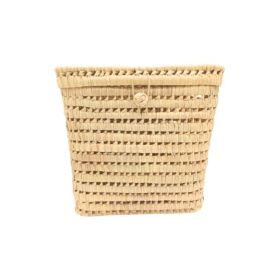 Cesta de lavandería de palma artesanal con tapa