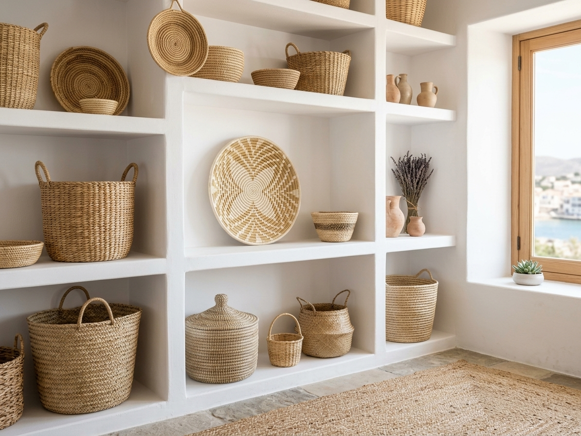 Bandeja bereber Jebel Bandeja Bereber Artesanal de Mimbre Blanco 45 cm - Cesta Decorativa de Pared y Mesa | Adorno de Cestería Marroquí para Hogar Estilo Bohemio y Mediterráneo